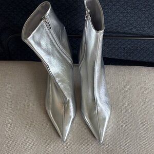 Never worn Mango Size 39 Silver Zip Ankle Boots.
